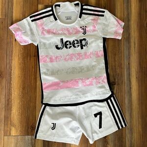 Kids Pink and White Ronaldo Soccer Jersey Set
